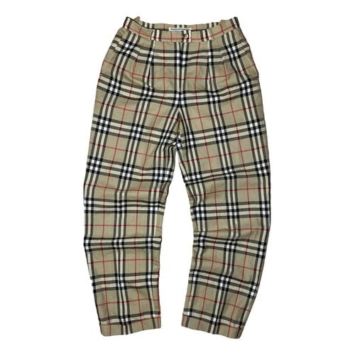 Pre-owned Burberry Wool Trousers In Beige