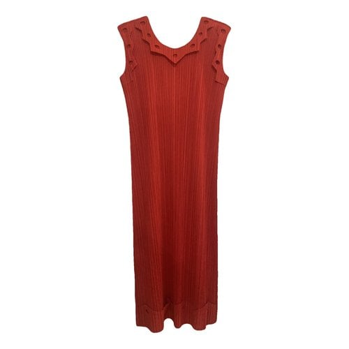 Pre-owned Pleats Please Maxi Dress In Red