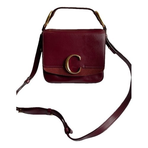 Pre-owned Chloé C Leather Crossbody Bag In Burgundy