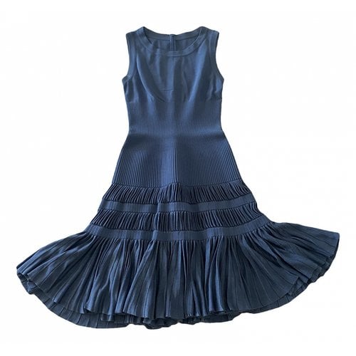 Pre-owned Alaïa Silk Mid-length Dress In Blue