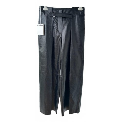 Pre-owned Jil Sander Leather Trousers In Black