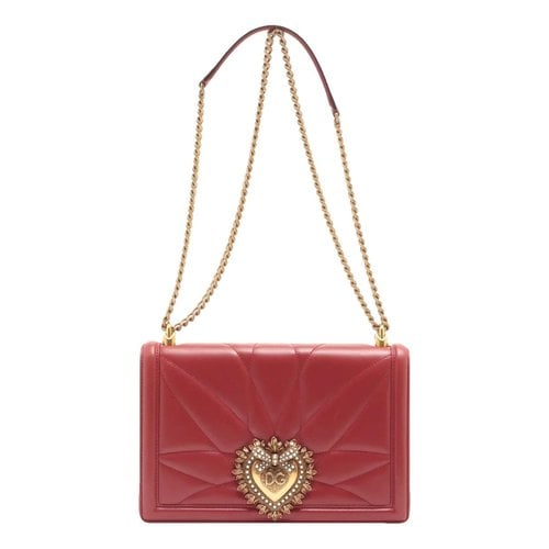 Pre-owned Dolce & Gabbana Devotion Leather Tote In Red