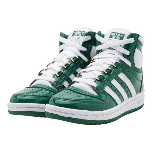 Pre-owned Adidas Originals Leather High Trainers In Green