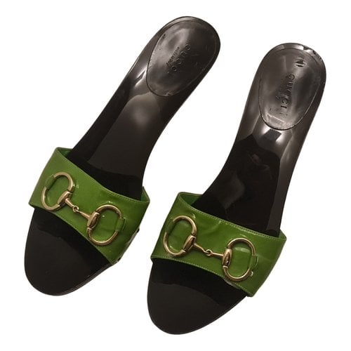 Pre-owned Gucci Patent Leather Mules & Clogs In Green