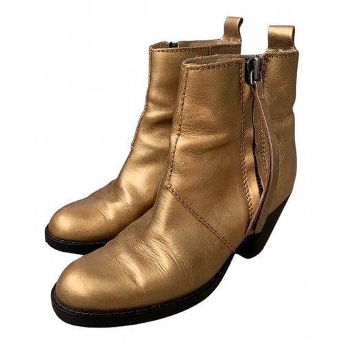 Pre-owned Acne Studios Pistol Leather Ankle Boots In Gold