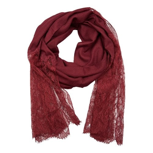 Pre-owned Valentino Wool Scarf In Burgundy