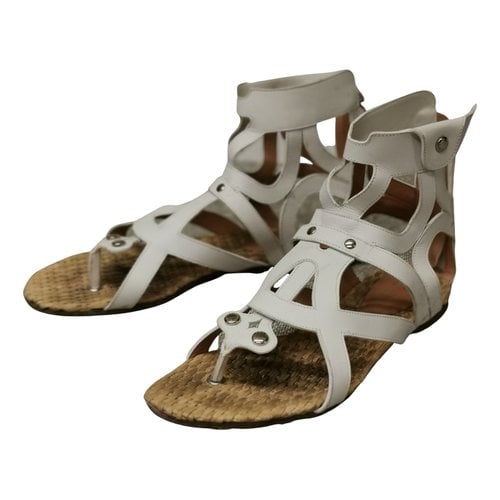 Pre-owned Dolce & Gabbana Leather Sandal In White