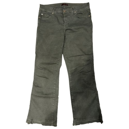 Pre-owned 7 For All Mankind Straight Pants In Green