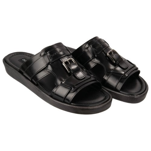 Pre-owned Dolce & Gabbana Leather Sandals In Black