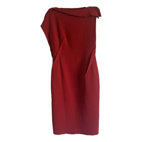 Pre-owned Lanvin Wool Mid-length Dress In Burgundy