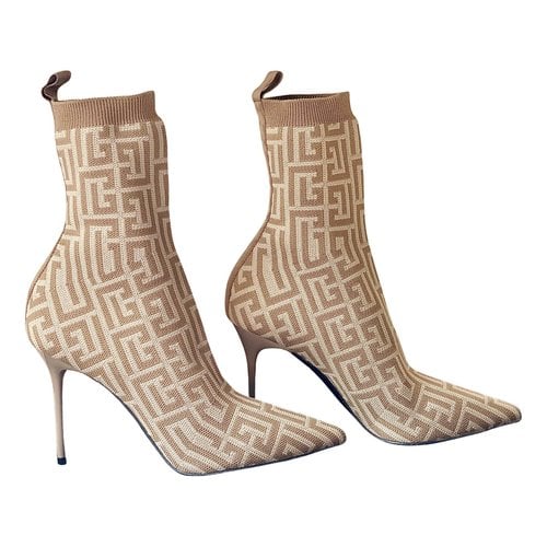 Pre-owned Balmain Cloth Boots In Beige