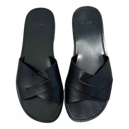 Pre-owned Celine Leather Mules In Black