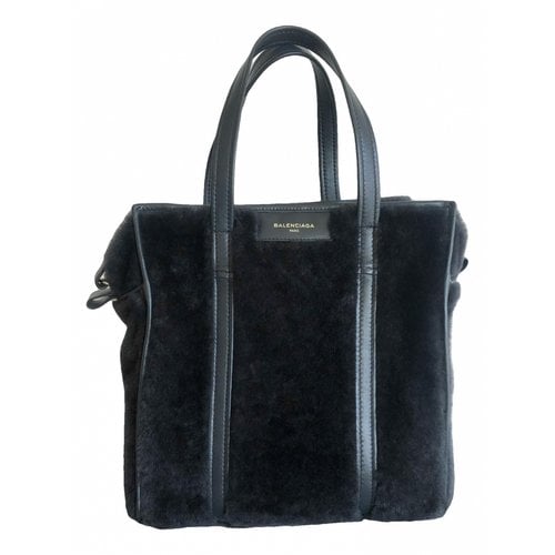Pre-owned Balenciaga Bazar Bag Leather Handbag In Navy