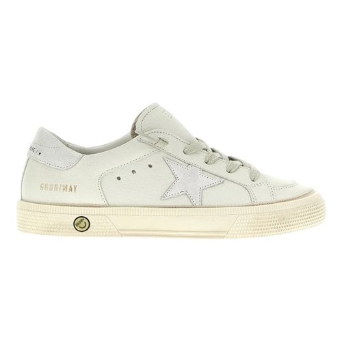 Pre-owned Golden Goose May Leather Trainers In White