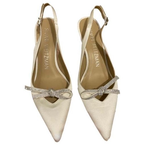 Pre-owned Stuart Weitzman Cloth Heels In White