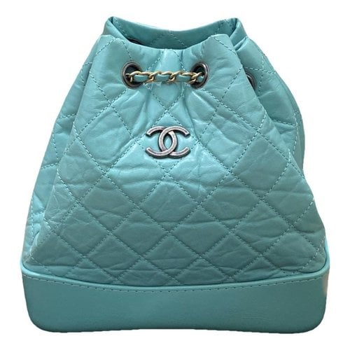 Pre-owned Chanel Gabrielle Leather Backpack In Blue