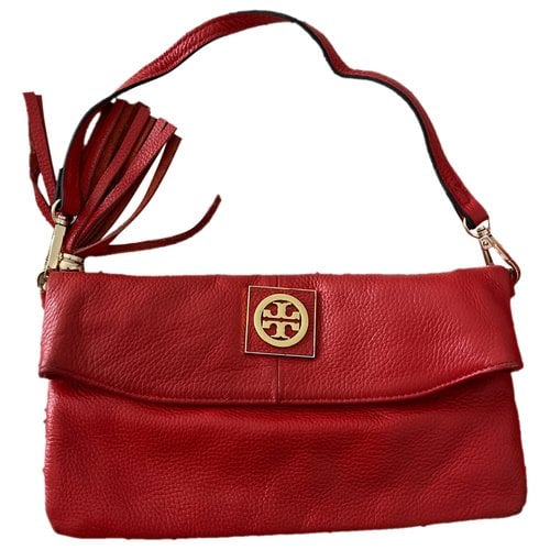 Pre-owned Tory Burch Leather Clutch Bag In Red