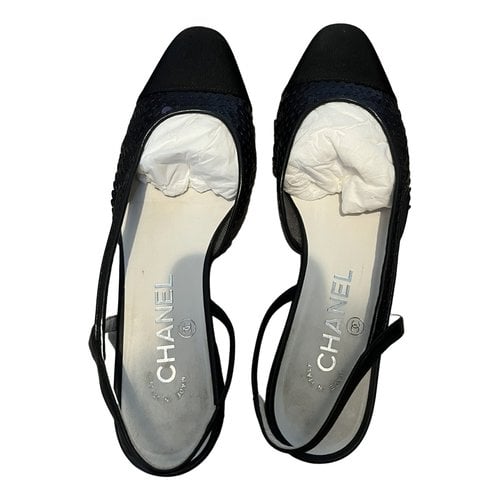 Pre-owned Chanel Glitter Heels In Blue