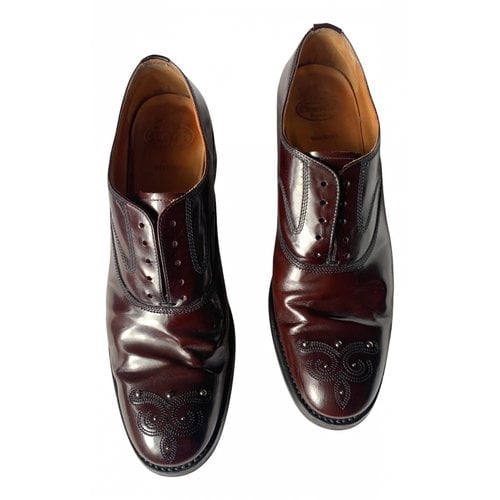 Pre-owned Church's Leather Flats In Burgundy
