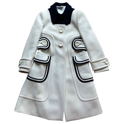 Pre-owned Miu Miu Wool Coat In White