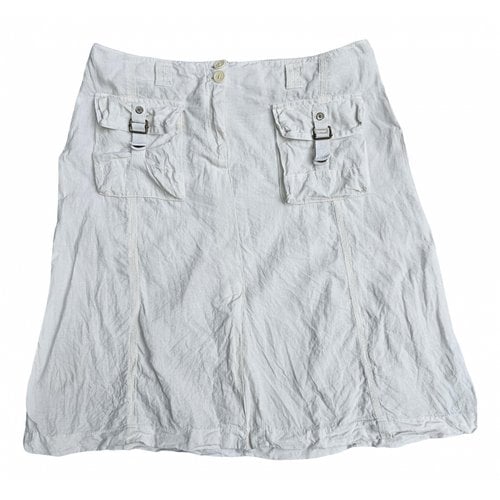 Pre-owned Marc O'polo Linen Mid-length Skirt In White