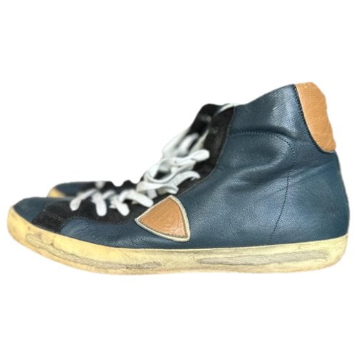 Pre-owned Philippe Model Leather Low Trainers In Blue