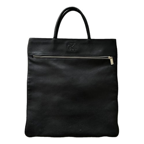 Pre-owned Calvin Klein Leather Tote In Black