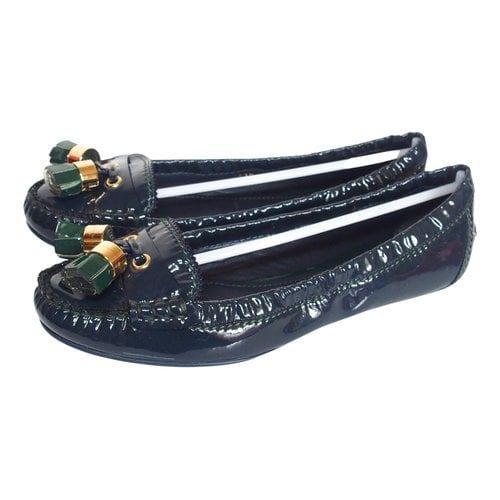 Pre-owned Louis Vuitton Patent Leather Ballet Flats In Navy