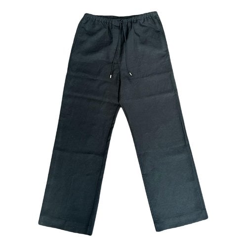 Pre-owned Totême Linen Straight Pants In Black