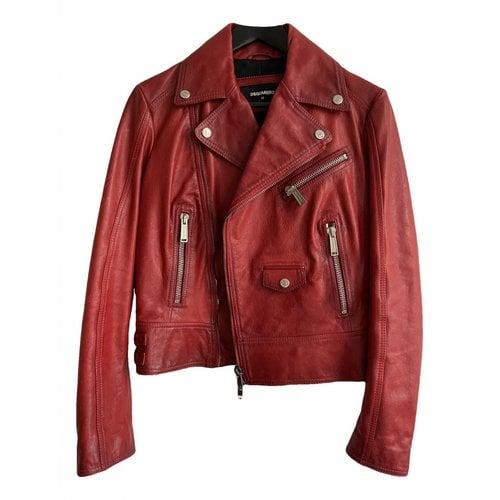 Pre-owned Dsquared2 Leather Jacket In Red