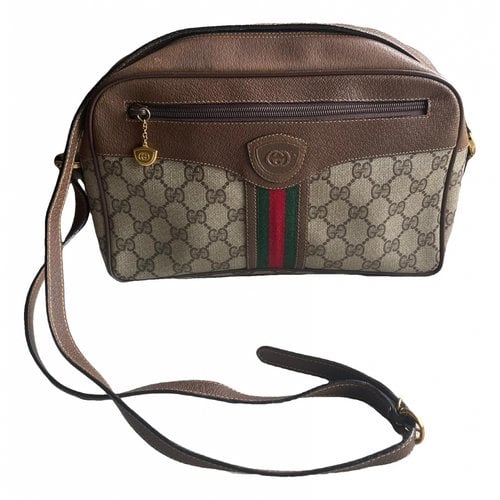 Pre-owned Gucci Ophidia Leather Crossbody Bag In Brown