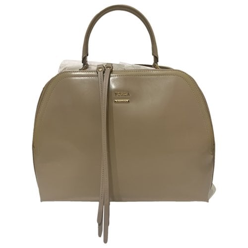 Pre-owned Furla Candy Bag Leather Handbag In Beige