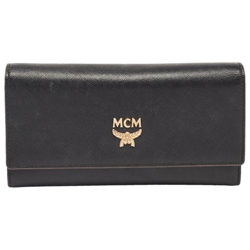 Pre-owned Mcm Leather Wallet In Black