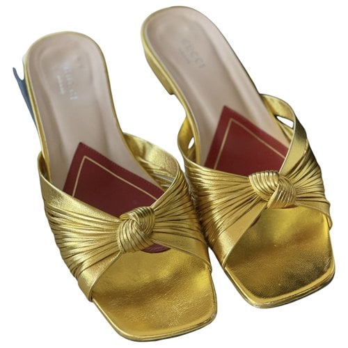 Pre-owned Gucci Leather Mules In Gold