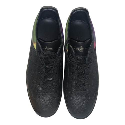 Pre-owned Louis Vuitton Luxembourg Leather Low Trainers In Black