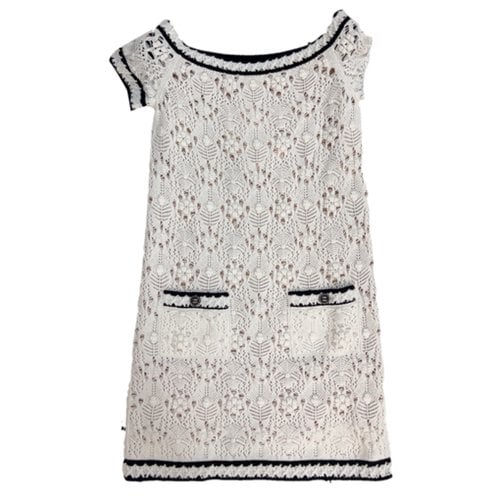 Pre-owned Chanel Cashmere Mid-length Dress In White