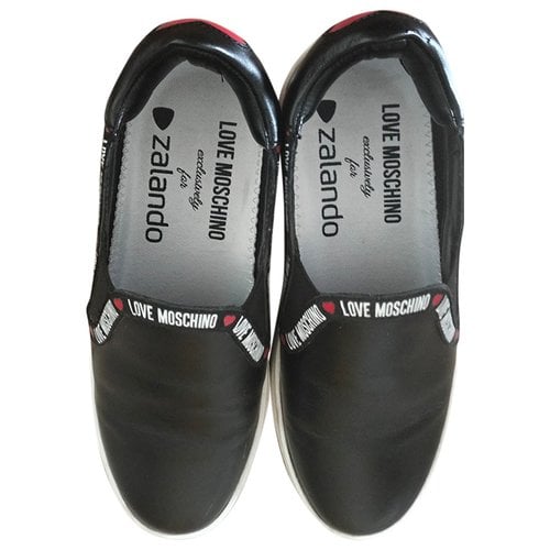 Pre-owned Moschino Love Leather Mules & Clogs In Black