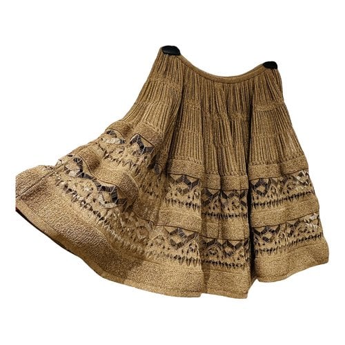 Pre-owned Alaïa Mini Skirt In Gold