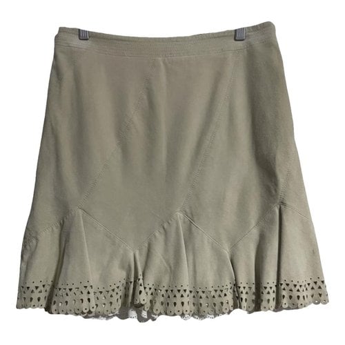 Pre-owned Class Cavalli Leather Mini Skirt In Beige