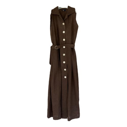 Pre-owned Byblos Linen Mid-length Dress In Brown