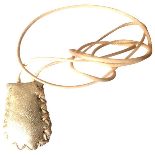Pre-owned Jacquie Aiche Leather Necklace In Gold