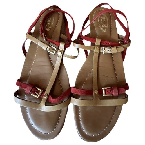 Pre-owned Tod's Leather Sandal In Camel