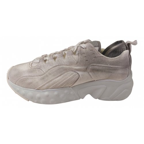 Pre-owned Acne Studios Rockaway Leather Low Trainers In Grey