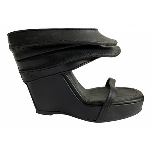 Pre-owned Rick Owens Leather Sandal In Black
