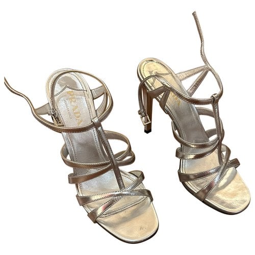 Pre-owned Prada Patent Leather Sandal In Metallic