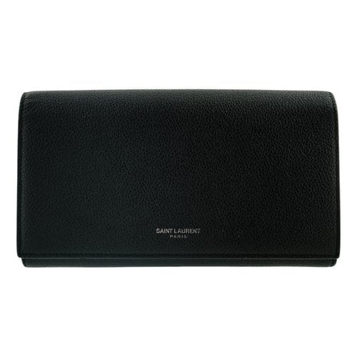 Pre-owned Saint Laurent Leather Wallet In Black