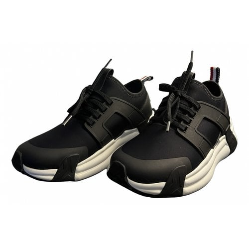 Pre-owned Moncler Cloth Trainers In Black