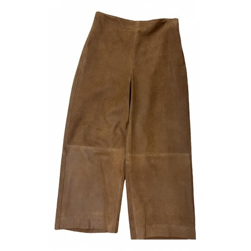 Pre-owned Vince Leather Straight Pants In Brown