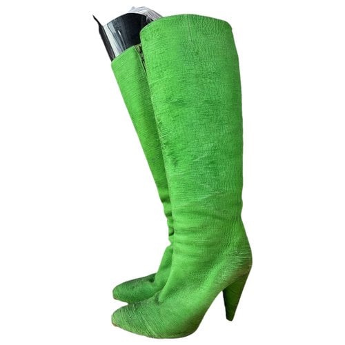 Pre-owned Maison Margiela Leather Boots In Green