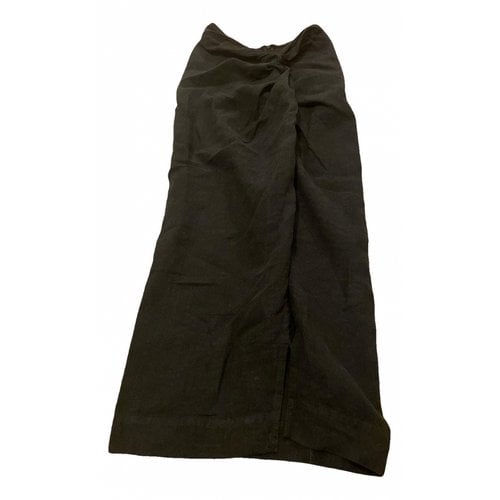Pre-owned Natalie Rolt Linen Maxi Skirt In Black